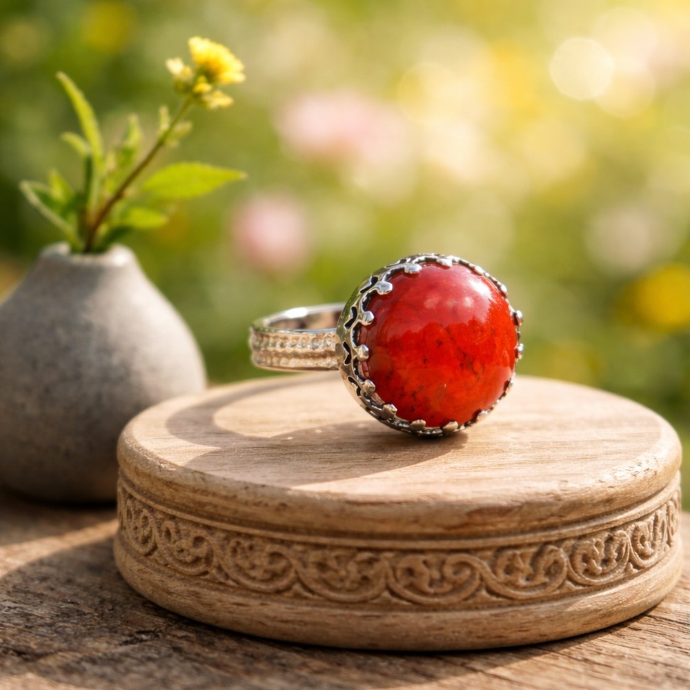 Red Moss Agate Ring - Picture 7 of 12